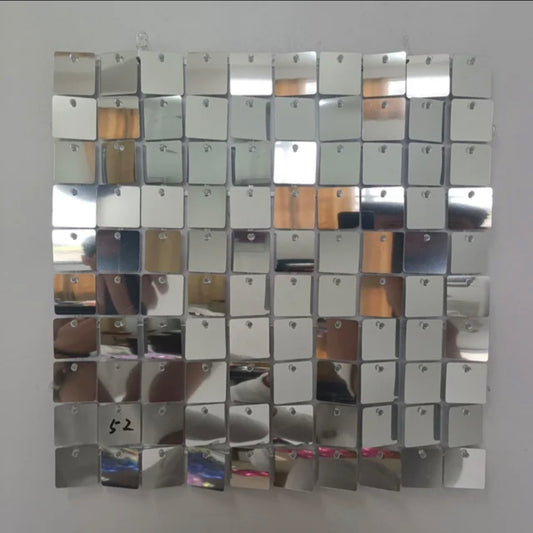 Premium Click-Together Mirror Silver Shimmer Wall – 50 Panels